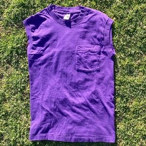 Vintage Single Stitch Tank Top 80’s Purple Front Pocket